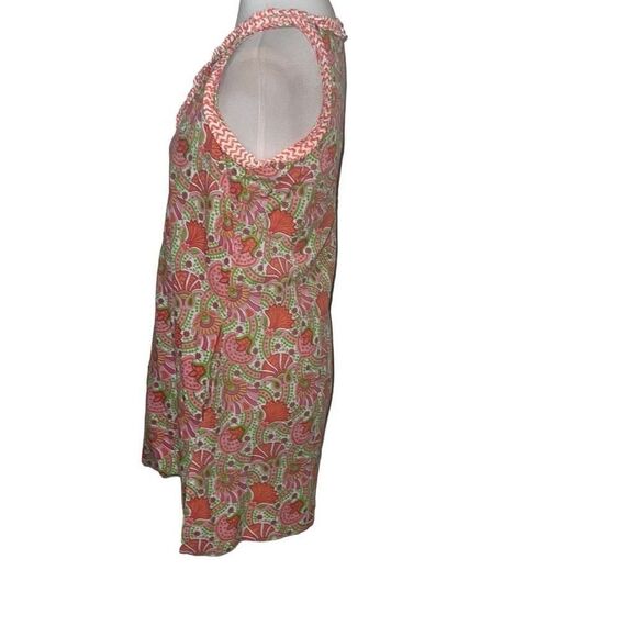 Gretchen Scott Designs Sleeveless Paisley Shift Dress Ruffle Trim Cotton Sz S - Picture 2 of 7